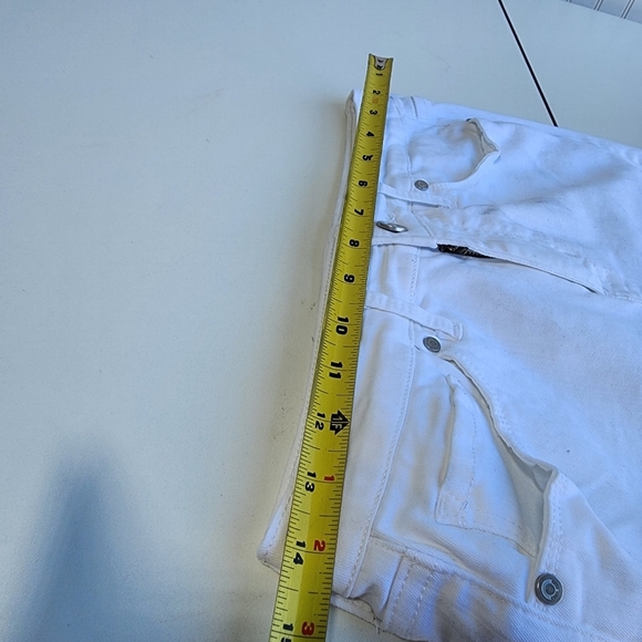 Code Bleu Denim Jean Skirt White Button Fly Pencil Back Kick Split Stretch Raw 6 - Picture 6 of 11